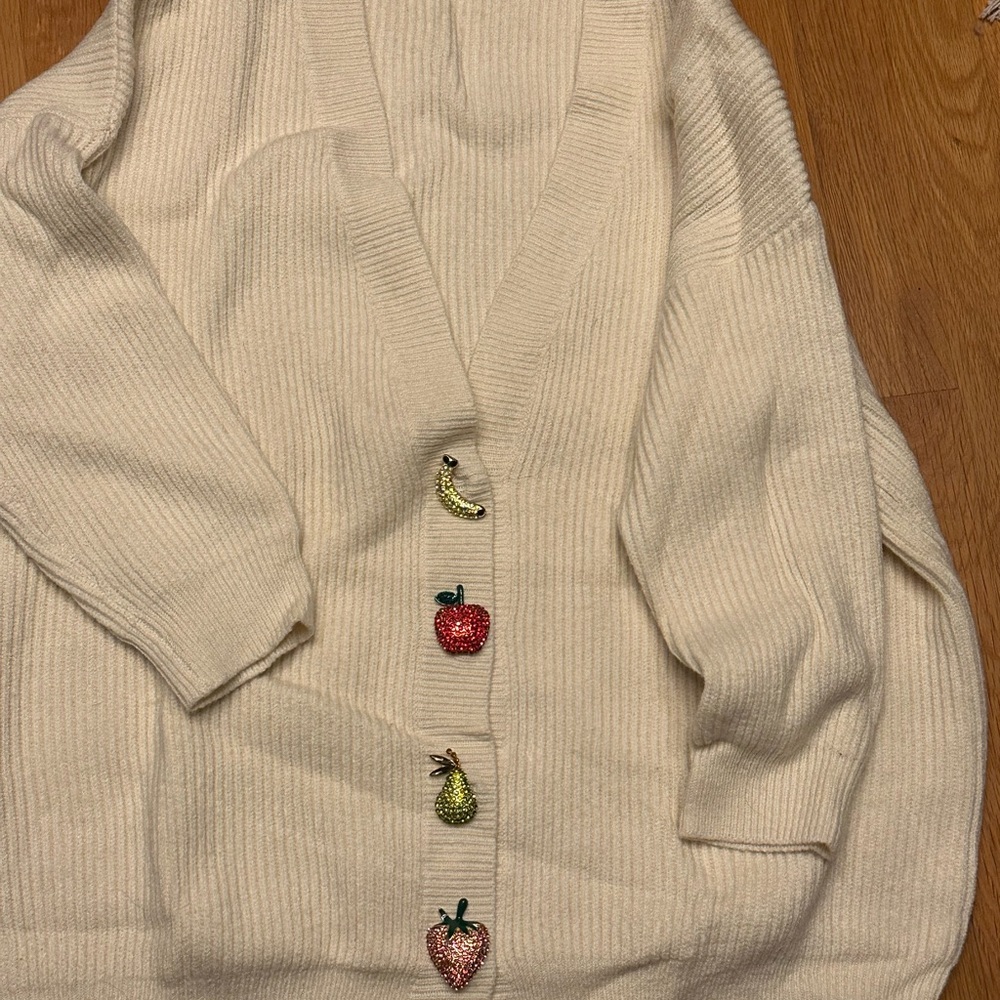 Olivia Rubin Cream Cardigan with Fruit Buttons